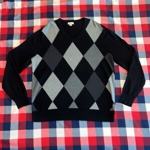 Merona black and gray Argyle sweater men’s size large